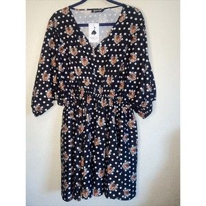 BEDOAR Women's Tiger Polka Dot Dress V neck Knee Length Party Cocktail New 18
